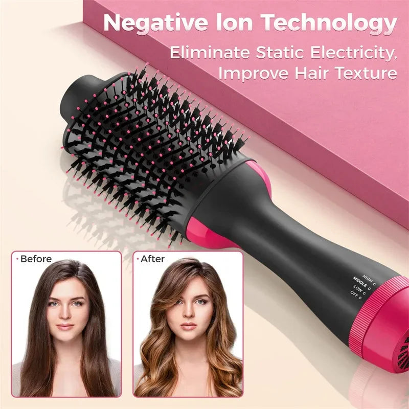 Women Hair Dryer Brush Hair Dryer Straightener Curler Massager 4 In 1 Rapid Warming One Step Volumizer Hot-Air Hair Brushes Makeup art
