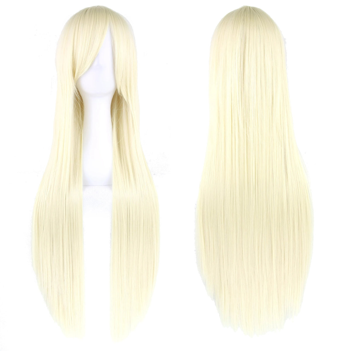 Soowee 80cm Long Synthetic Hair White Purple Cosplay Wigs Party Black Hair Straight Wig Hairpiece for Women Makeup art