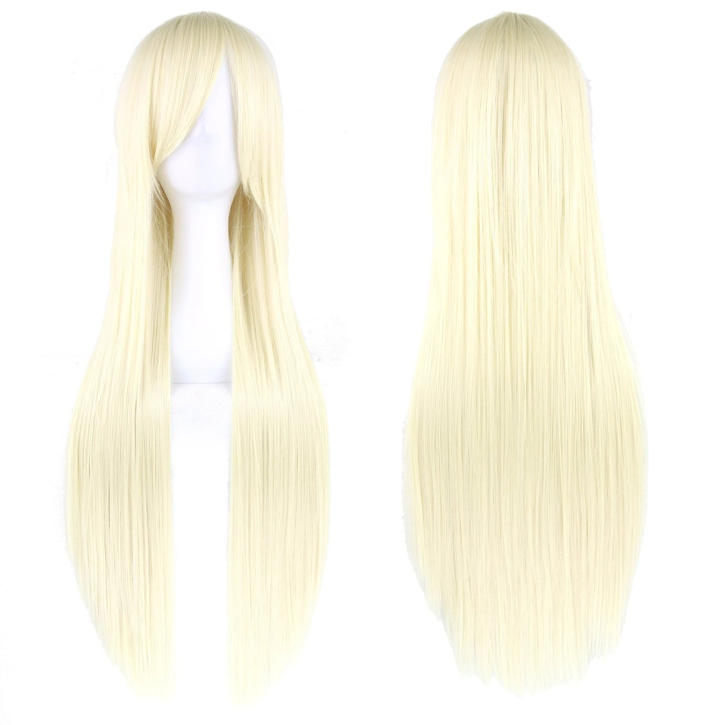 Soowee 80cm Long Synthetic Hair White Purple Cosplay Wigs Party Black Hair Straight Wig Hairpiece for Women Makeup art