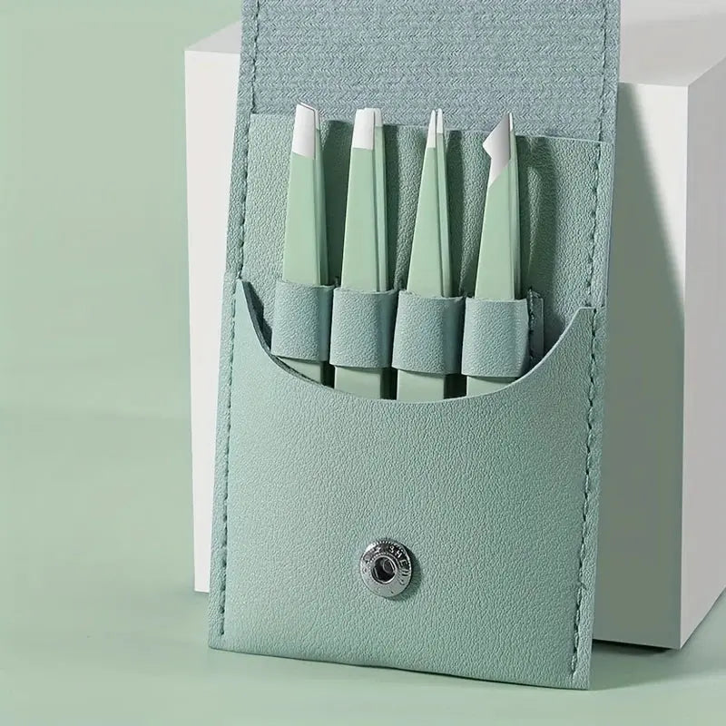 Ouriner Eyebrow Tweezers Set 4 Pcs Stainless Steel Eyebrow Forceps Professional Beauty Tool Set For Facial Hair Inward Growing Makeup art