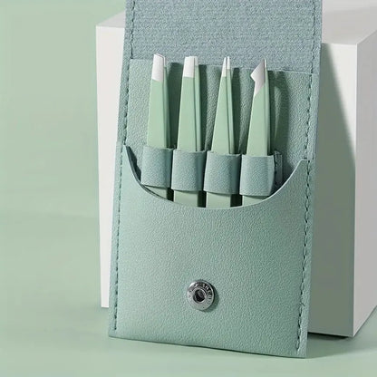 Ouriner Eyebrow Tweezers Set 4 Pcs Stainless Steel Eyebrow Forceps Professional Beauty Tool Set For Facial Hair Inward Growing Makeup art