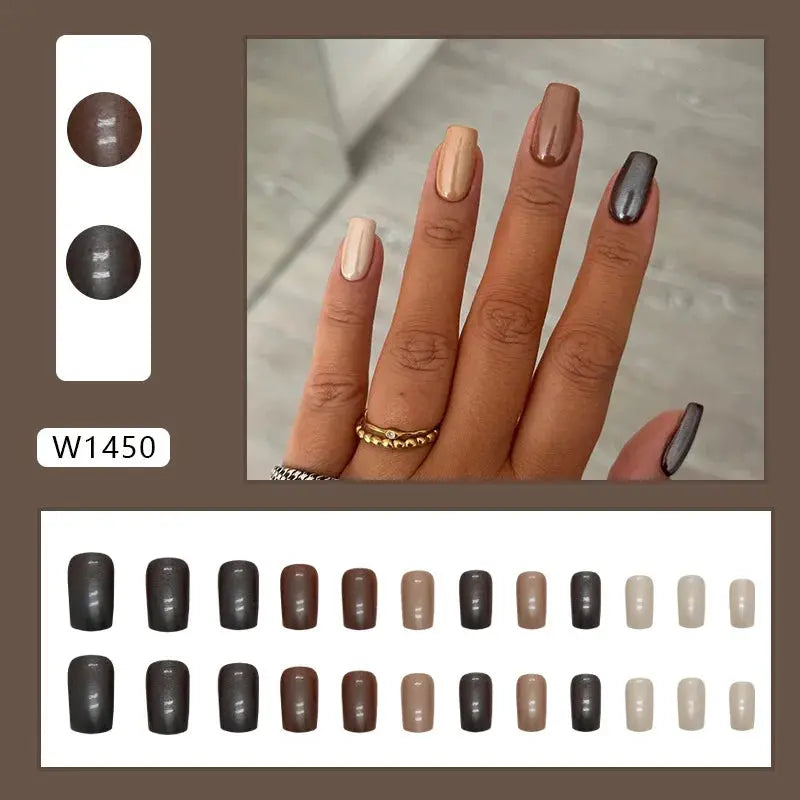 Gilt French 24 Pcs Press on Nails Pink Gradient Fake Nails Glossy Artificial Finger Manicure Reusable False Nails for Women Makeup art