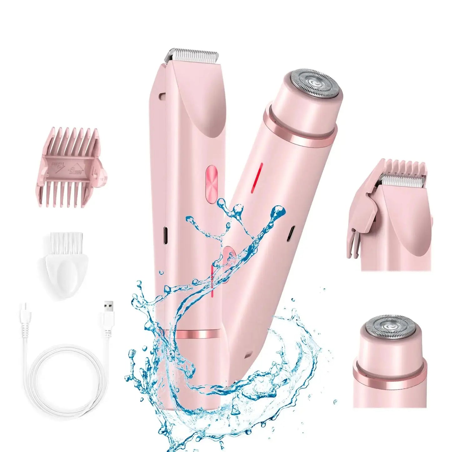 2-in-1 Bikini & Body Trimmer - Women's IPX7 Waterproof Electric Shaver for Face Underarms Legs, Painless Hair Removal Kit Makeup art