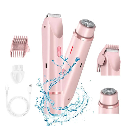 2-in-1 Bikini & Body Trimmer - Women's IPX7 Waterproof Electric Shaver for Face Underarms Legs, Painless Hair Removal Kit Makeup art