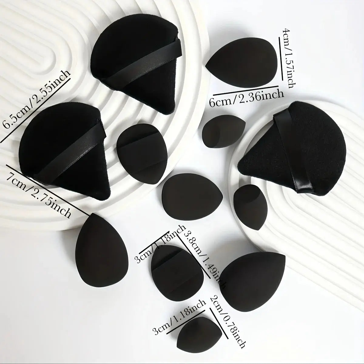 12-Piece All-Purpose Makeup Sponge Set, Made of 3 Loose Powder Puffs, 3 Mini Air Cushion Puffs, 3 Beauty Eggs and 3 Mini Beauty Makeup art