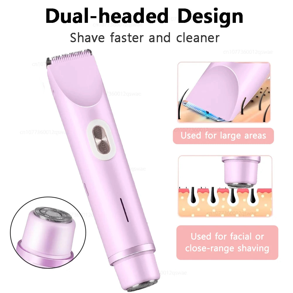 Dual-Head Electric Bikini Trimmer & Body Shaver — Waterproof, Painless, Rechargeable