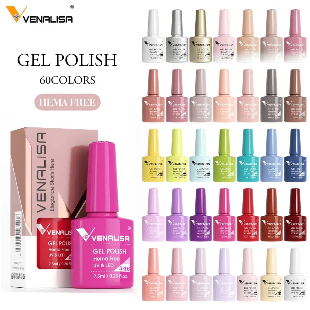 VENALISA 7.5ml Nail Gel Polish VIP5 HEMA Free Semi Permanent Soak off UV LED Nail Gel Varnish Full Coverage Nail Gel Lacquer Makeup art