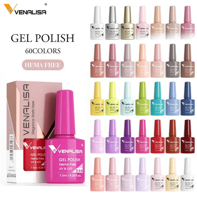 VENALISA 7.5ml Nail Gel Polish VIP5 HEMA Free Semi Permanent Soak off UV LED Nail Gel Varnish Full Coverage Nail Gel Lacquer Makeup art
