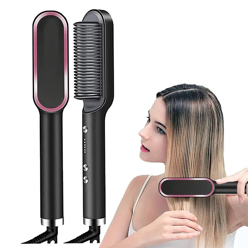 Multifunctional Ionic Hair Straightener Curler Brush Fast Heating Curler Straightener Comb Styler Electric Fast Heating Comb Makeup art
