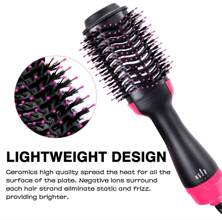 Women Hair Dryer Brush Hair Dryer Straightener Curler Massager 4 In 1 Rapid Warming One Step Volumizer Hot-Air Hair Brushes Makeup art