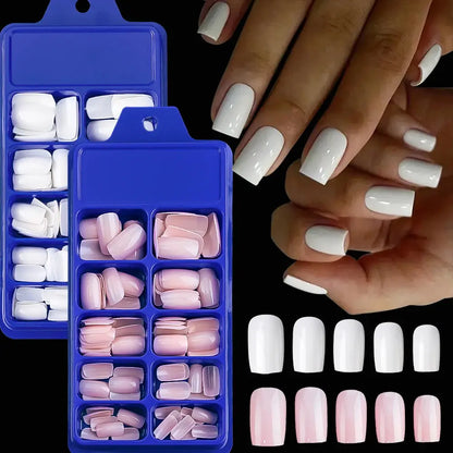 100Pcs Light Pink Press on Nails Short Medium Square Wearable Fake Nails Tips 10 sizes Full Cover False Nails Finger Decoration Makeup art