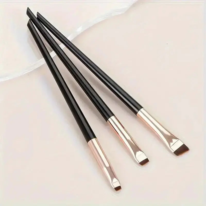 3-Piece Eyeliner & Eyebrow Brushes Set - Ultra-Fine & Flat Tips for Precise Control, High-Quality Precision Makeup Application Makeup art