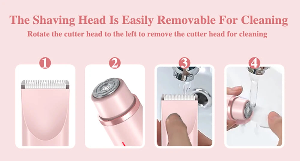 Dual-Head Electric Bikini Trimmer & Body Shaver — Waterproof, Painless, Rechargeable