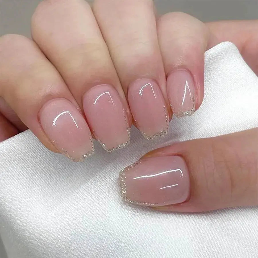 24Pcs French Fake Nails Wearable Burgundy Red Nails Simple Press on False Nails with Glue Short Square Full Cover Manicure Tip Makeup art