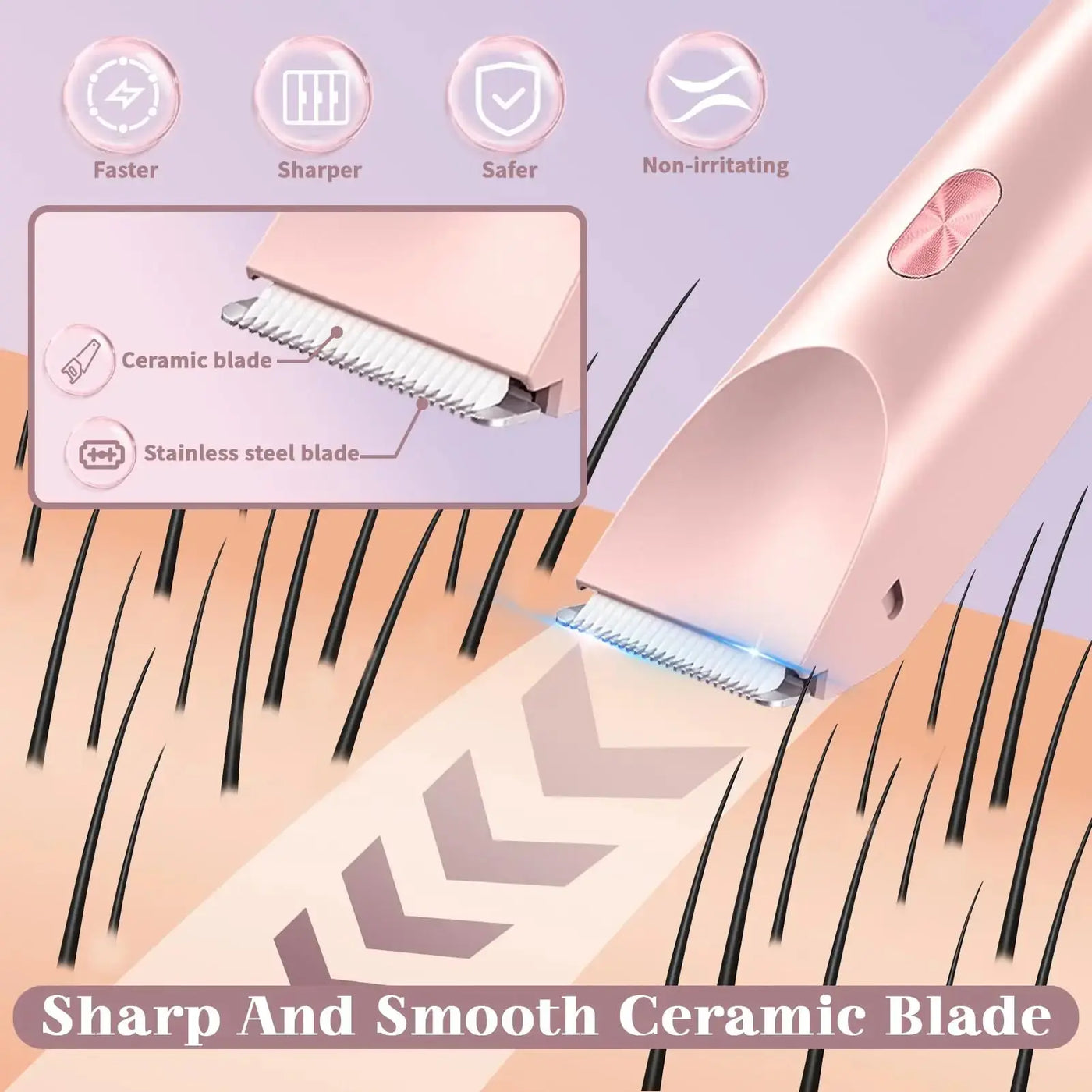 2-in-1 Bikini & Body Trimmer - Women's IPX7 Waterproof Electric Shaver for Face Underarms Legs, Painless Hair Removal Kit Makeup art