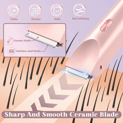 2-in-1 Bikini & Body Trimmer - Women's IPX7 Waterproof Electric Shaver for Face Underarms Legs, Painless Hair Removal Kit Makeup art