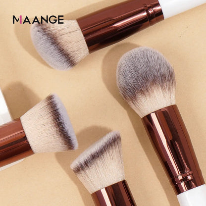 MAANGE 4Pcs Makeup Brushes with Case Foundation Concealer Powder Makeup Brush Soft Dense Bristles Big Cosmetic Brushes Beauty Makeup art