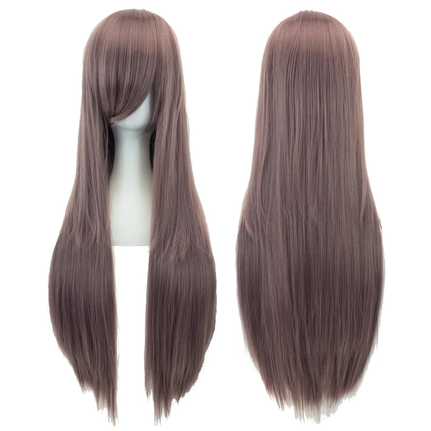 Soowee 80cm Long Synthetic Hair White Purple Cosplay Wigs Party Black Hair Straight Wig Hairpiece for Women Makeup art