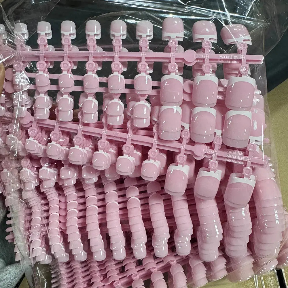 120pcs Short Square False Toe Nail Tips Pink French Soft Gel Press On Toenails White Edge Fake Toe nails Full Cover Toe Nail Tip Makeup art