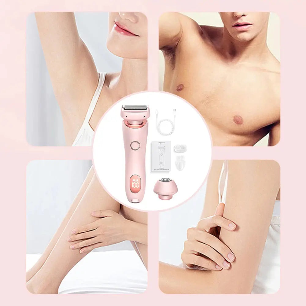 2-in-1 Bikini & Body Trimmer - Women's IPX7 Waterproof Electric Shaver for Face Underarms Legs, Painless Hair Removal Kit Makeup art