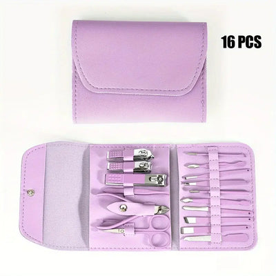 16pcs Professional Nail Clippers and Cuticle Nippers Set with Travel Case Manicure Set Pedicure Sets Nail Clippers Makeup art