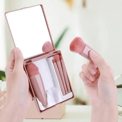 5pcs Travel Size Makeup Brushes Set Mini Makeup Brushes, Small Complete Function Cosmetic Brushes Kit With Case And Mirror5pcs T Makeup art