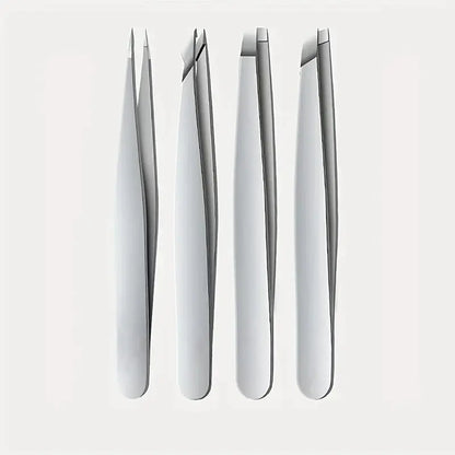 Ouriner Eyebrow Tweezers Set 4 Pcs Stainless Steel Eyebrow Forceps Professional Beauty Tool Set For Facial Hair Inward Growing Makeup art