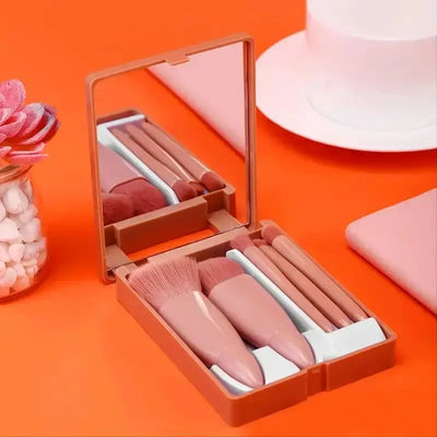 5pcs Travel Size Makeup Brushes Set Mini Makeup Brushes, Small Complete Function Cosmetic Brushes Kit With Case And Mirror5pcs T Makeup art
