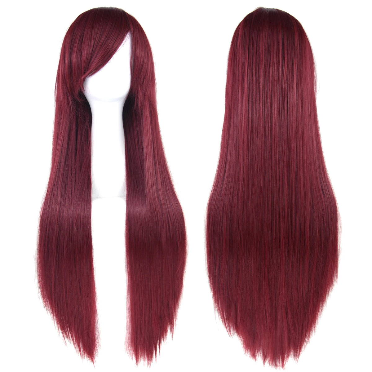 Soowee 80cm Long Synthetic Hair White Purple Cosplay Wigs Party Black Hair Straight Wig Hairpiece for Women Makeup art