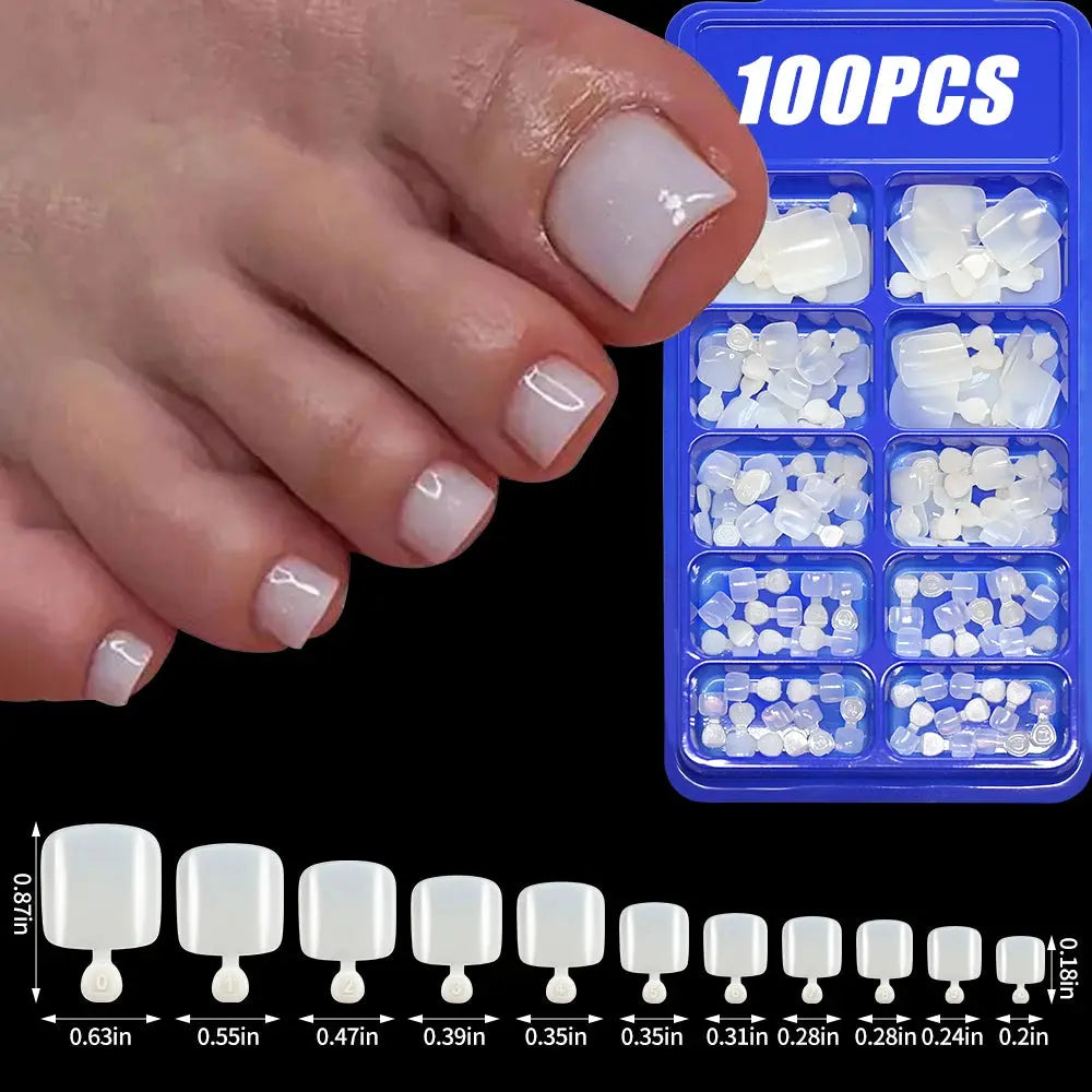 100Pcs Light Pink Press on Nails Short Medium Square Wearable Fake Nails Tips 10 sizes Full Cover False Nails Finger Decoration Makeup art
