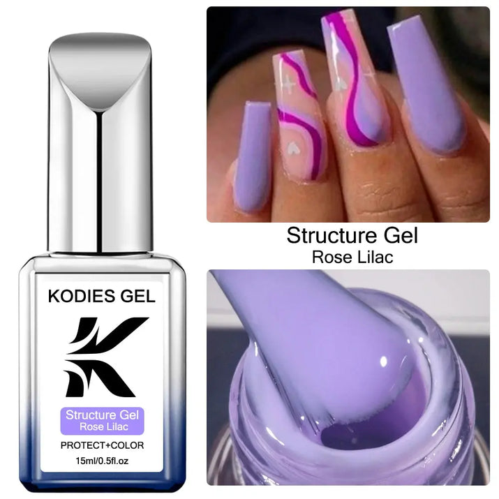 KODIES GEL Structure Rubber Base Gel Nail Polish 15ML UV/LED Cover Pink Gellak Gummy Base Coat Gel Varnish All for Manicure Nail Makeup art