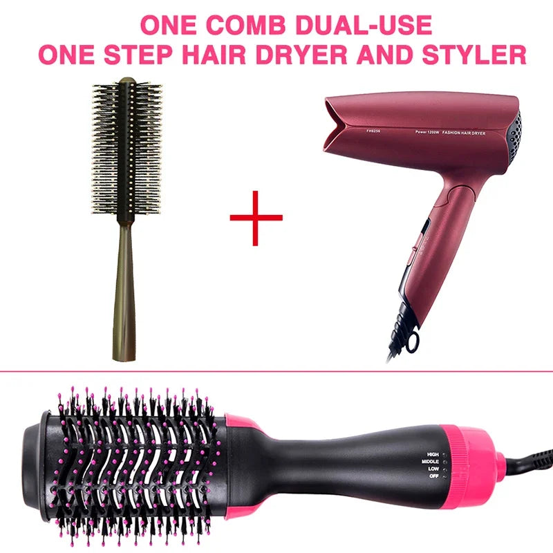 Women Hair Dryer Brush Hair Dryer Straightener Curler Massager 4 In 1 Rapid Warming One Step Volumizer Hot-Air Hair Brushes Makeup art