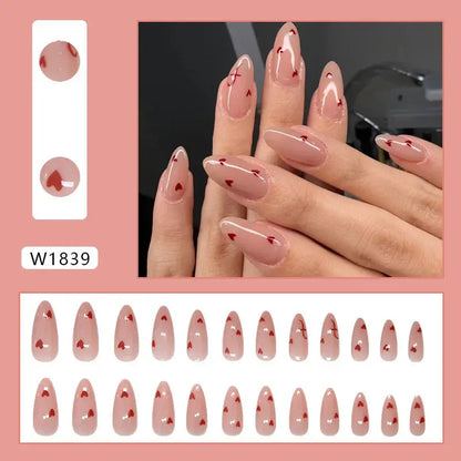 Sweet Sweetheart 24 Pcs Press on Nails Pink Gradient Fake Nails Glossy Artificial Finger Manicure Reusable False Nails for Women Makeup art