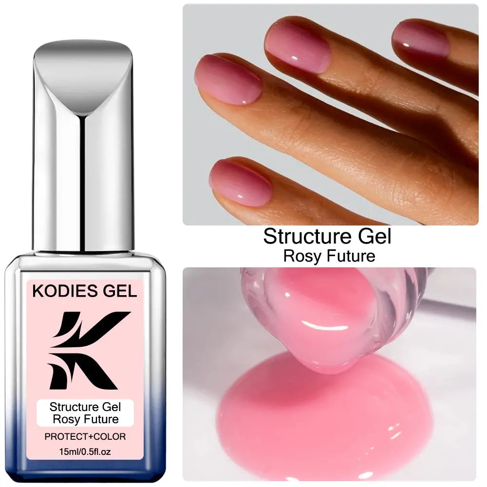 KODIES GEL Structure Rubber Base Gel Nail Polish 15ML UV/LED Cover Pink Gellak Gummy Base Coat Gel Varnish All for Manicure Nail Makeup art