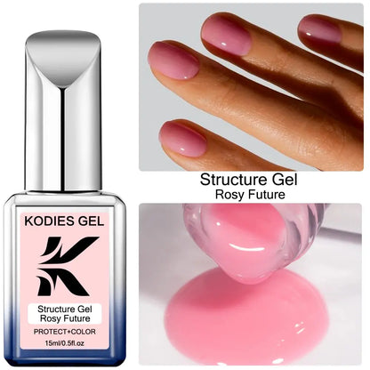 KODIES GEL Structure Rubber Base Gel Nail Polish 15ML UV/LED Cover Pink Gellak Gummy Base Coat Gel Varnish All for Manicure Nail Makeup art