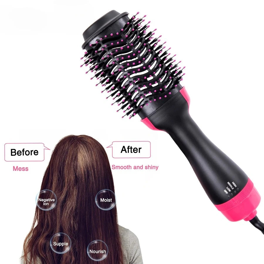 Women Hair Dryer Brush Hair Dryer Straightener Curler Massager 4 In 1 Rapid Warming One Step Volumizer Hot-Air Hair Brushes Makeup art