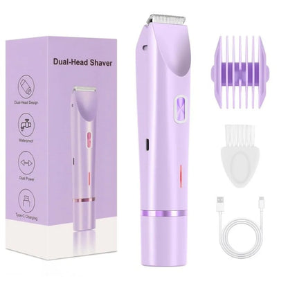 Dual-Head Electric Bikini Trimmer & Body Shaver — Waterproof, Painless, Rechargeable