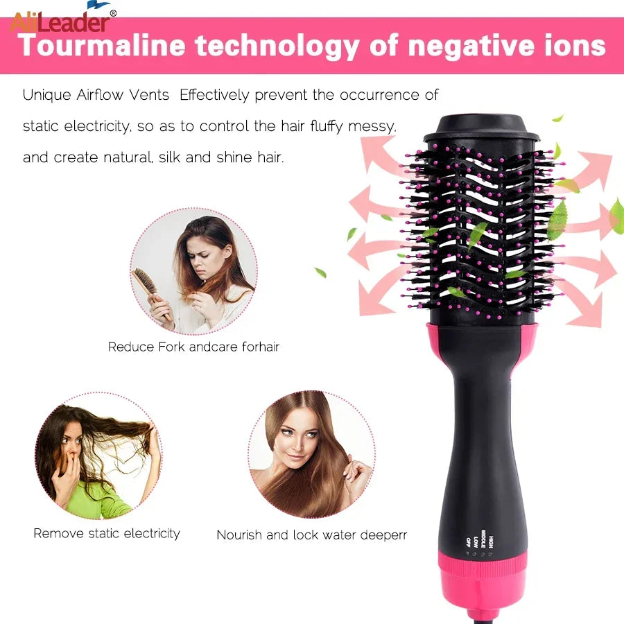 Women Hair Dryer Brush Hair Dryer Straightener Curler Massager 4 In 1 Rapid Warming One Step Volumizer Hot-Air Hair Brushes Makeup art
