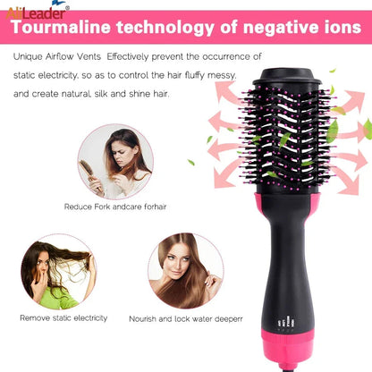 Women Hair Dryer Brush Hair Dryer Straightener Curler Massager 4 In 1 Rapid Warming One Step Volumizer Hot-Air Hair Brushes Makeup art