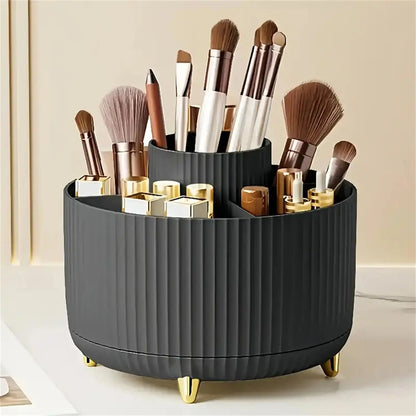 360° Rotating Makeup Organizer - 1pc Plastic Cosmetic Storage with 5 Compartments - Multi-Functional Holder for Brushes Makeup art