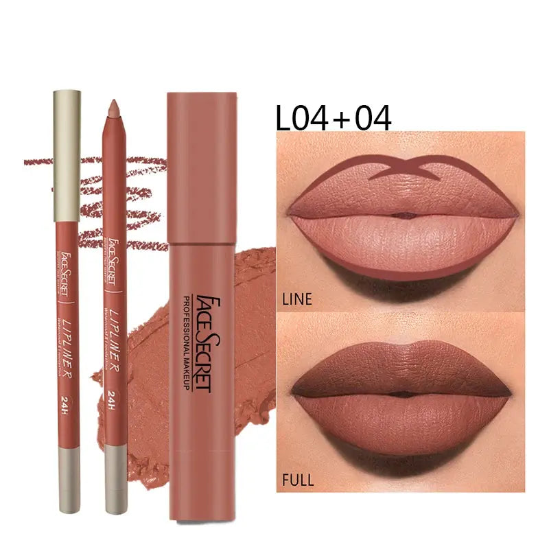 Matte Lipliner&Lipstick Set,Waterproof， Long Lasting Lip Makeup, Soft Matte Color Rendering,Women's Makeup Cosmetics Makeup art