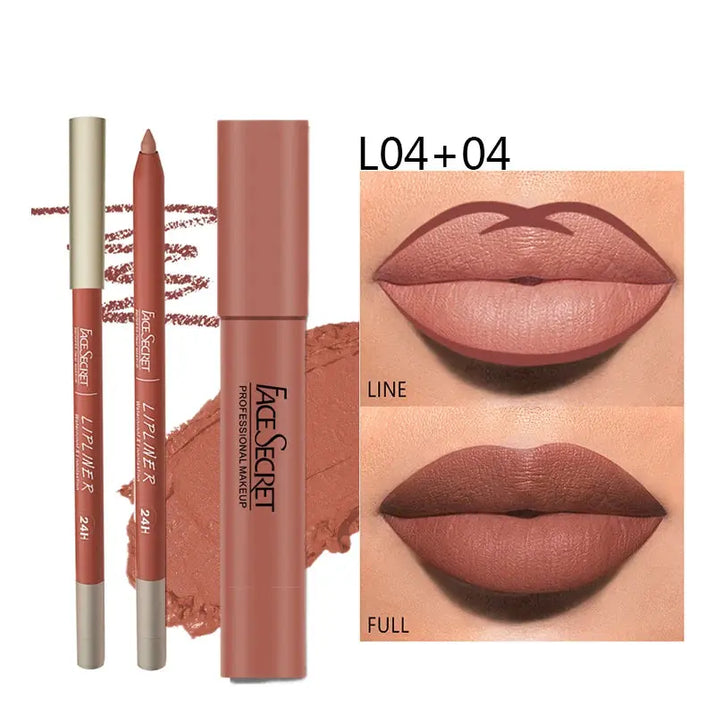 Matte Lipliner&Lipstick Set,Waterproof， Long Lasting Lip Makeup, Soft Matte Color Rendering,Women's Makeup Cosmetics Makeup art