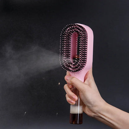 2-in-1 Spray Comb & Scalp Massage Brush | Detangling Hairbrush with Mist Spray Bottle Makeup Art