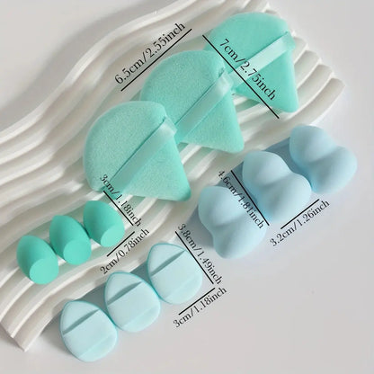 12-Piece All-Purpose Makeup Sponge Set, Made of 3 Loose Powder Puffs, 3 Mini Air Cushion Puffs, 3 Beauty Eggs and 3 Mini Beauty Makeup art