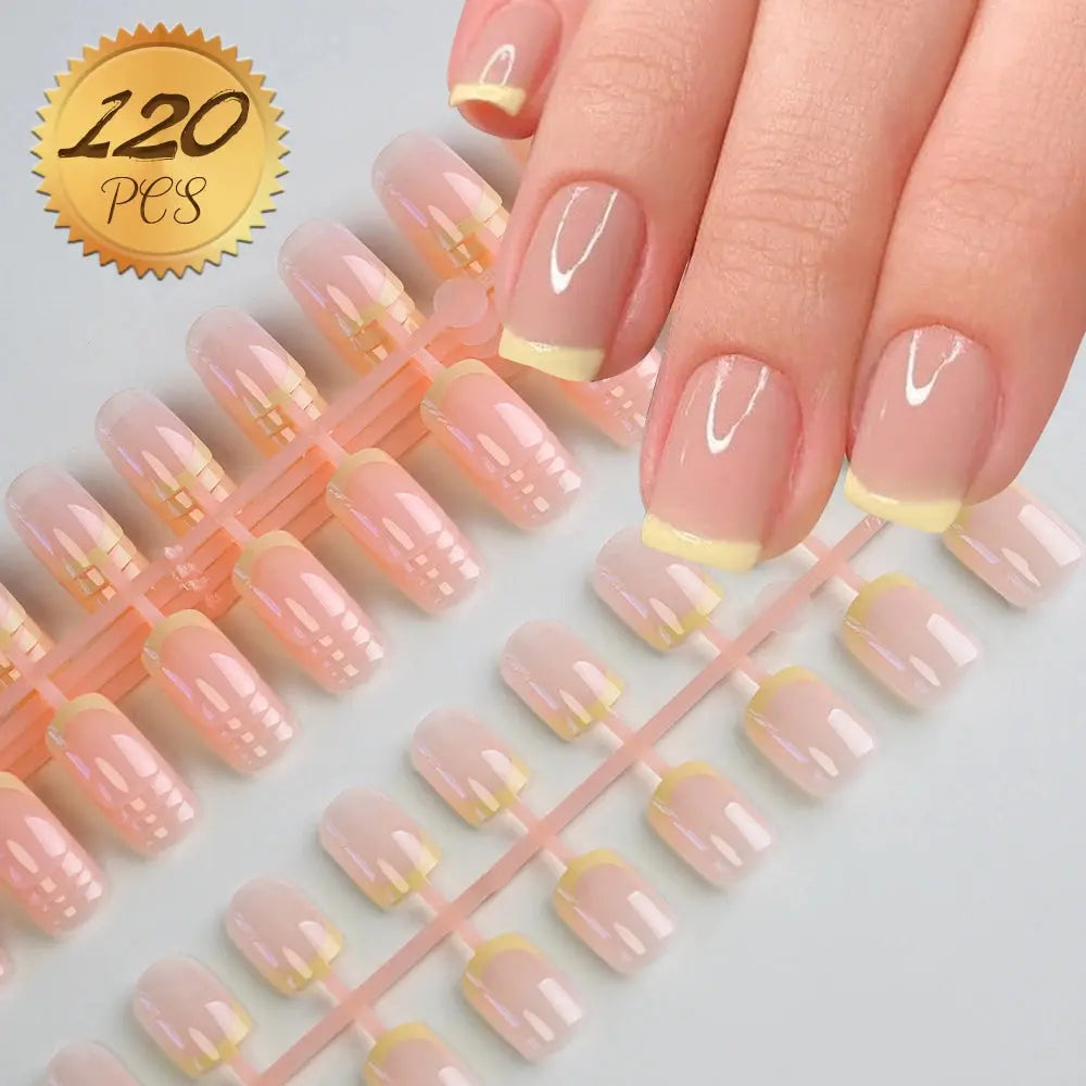 100Pcs Light Pink Press on Nails Short Medium Square Wearable Fake Nails Tips 10 sizes Full Cover False Nails Finger Decoration Makeup art