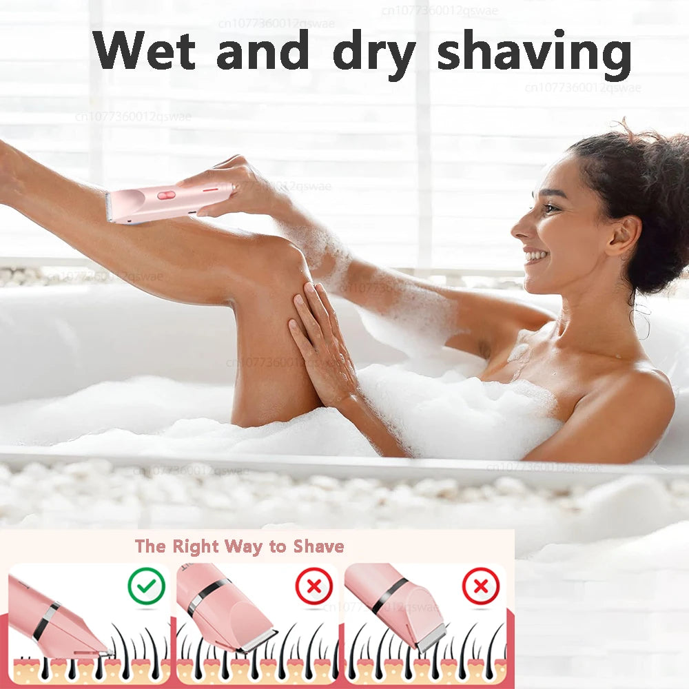 Dual-Head Electric Bikini Trimmer & Body Shaver — Waterproof, Painless, Rechargeable