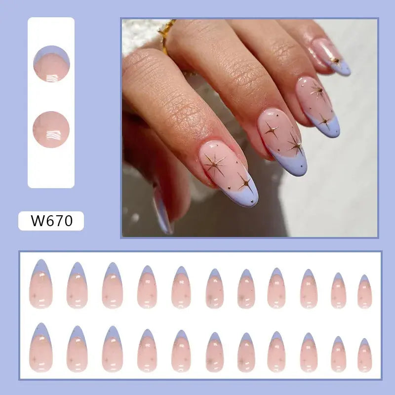 Gilt French 24 Pcs Press on Nails Pink Gradient Fake Nails Glossy Artificial Finger Manicure Reusable False Nails for Women Makeup art