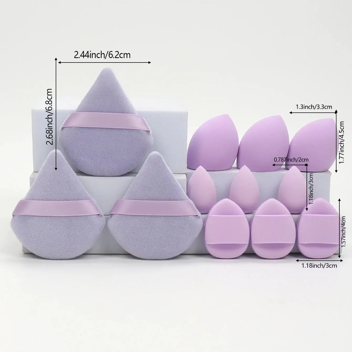 12-Piece All-Purpose Makeup Sponge Set, Made of 3 Loose Powder Puffs, 3 Mini Air Cushion Puffs, 3 Beauty Eggs and 3 Mini Beauty Makeup art