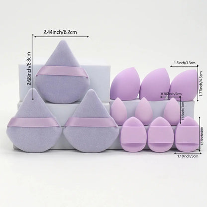 12-Piece All-Purpose Makeup Sponge Set, Made of 3 Loose Powder Puffs, 3 Mini Air Cushion Puffs, 3 Beauty Eggs and 3 Mini Beauty Makeup art