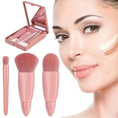 5pcs Travel Size Makeup Brushes Set Mini Makeup Brushes, Small Complete Function Cosmetic Brushes Kit With Case And Mirror5pcs T Makeup art